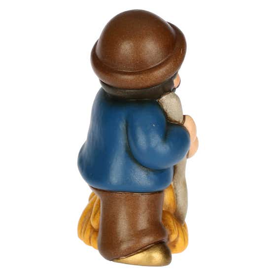 Presepe Cla&szlig;ico ceramic man with pitch fork and hay