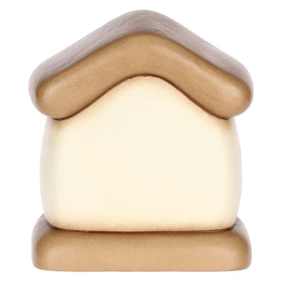 Ceramic mini nativity with stable and Holy Family