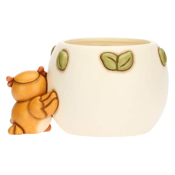 Racconti d'Autunno ceramic flowerpot holder with Lucky Owl, small