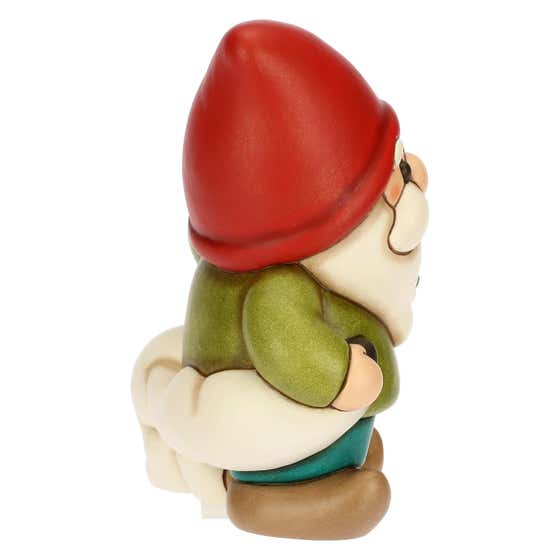 Inverno Incantato ceramic Oliver Gnome with Perla white fox