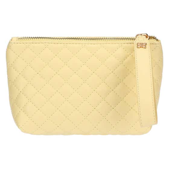 Quilted eco-leather clutch bag, yellow