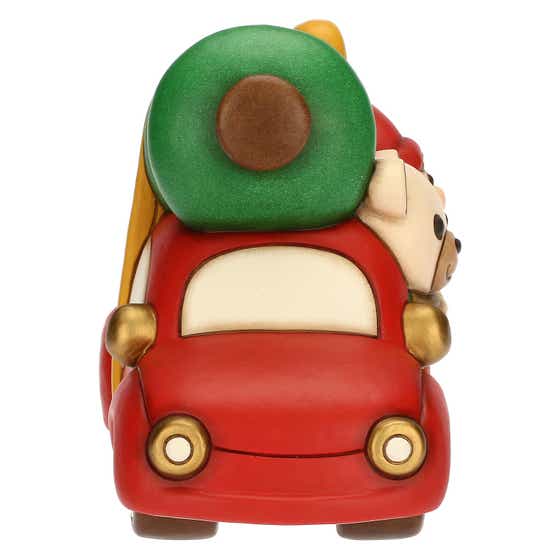 Ceramic Teddy and Oliver gnome with car