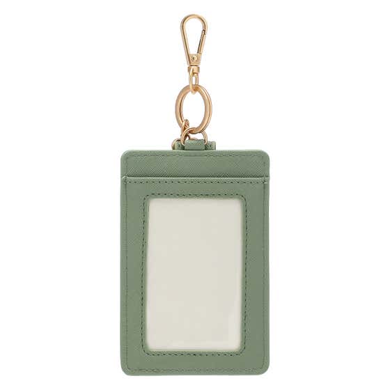 Card holder with hook in eco-leather, green