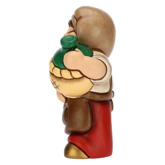 Presepe Cla&szlig;ico ceramic tavern owner with wine flask red
