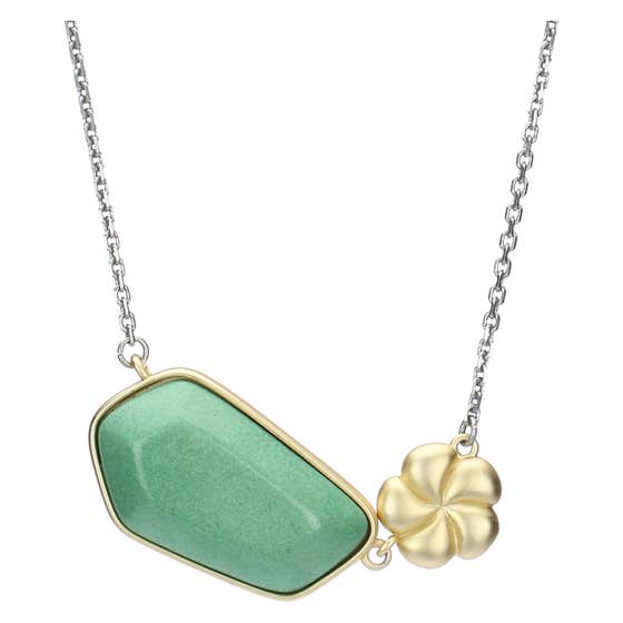 Necklace with ceramic stone and flower