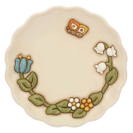 Country ceramic centrepiece with flowers and butterfly