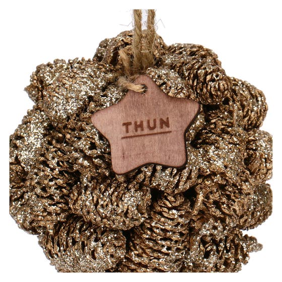 Decorative ball with gold pine cones