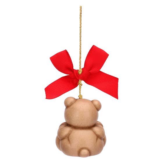 Small ceramic Teddy bear Christmas decoration with house
