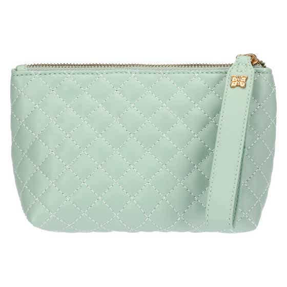 Quilted eco-leather clutch bag, green