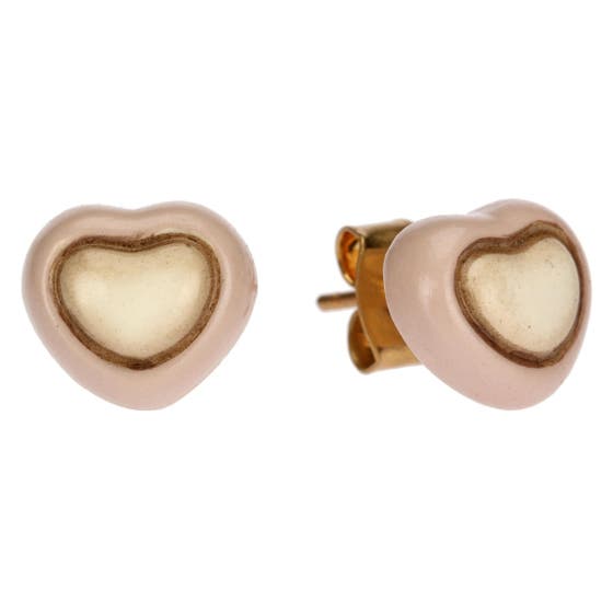 Pin earrings with pink heart
