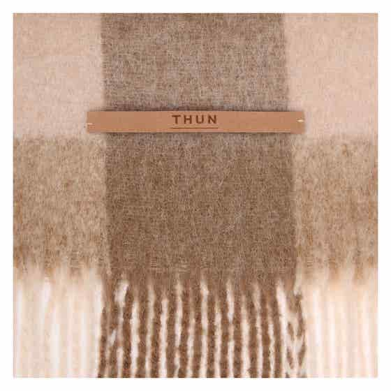 Checked wool blend scarf with fringes