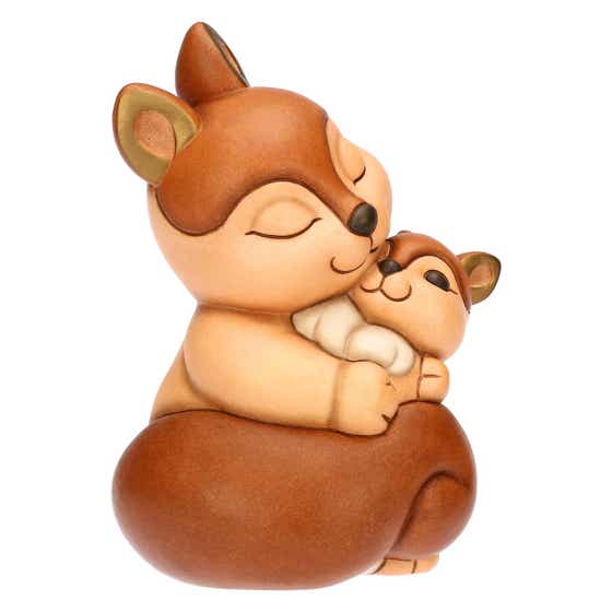 Diva Squirrel with Baby Ceramic Figurine