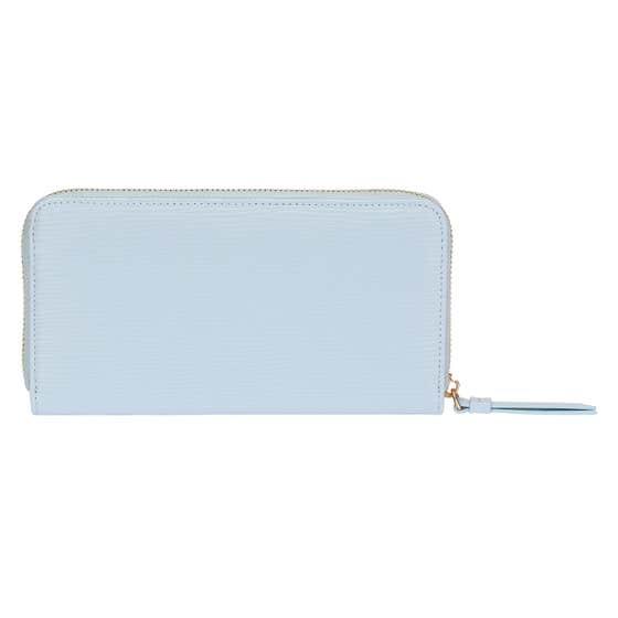 Wallet with zip closure in eco-leather, light blue