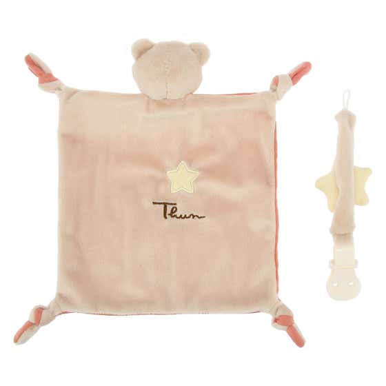 Geschenkpackung Doudou und Schnullerhalter Teddy