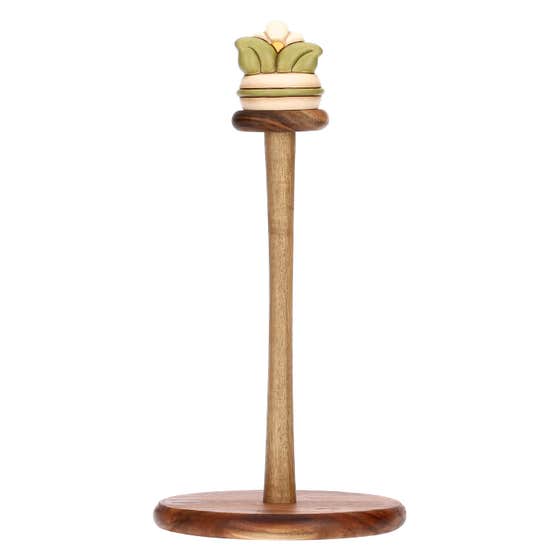 Country Bloom wooden and ceramic toilet roll holder