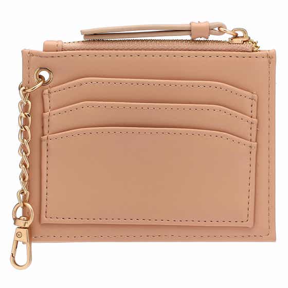 Pink faux leather sachet key ring