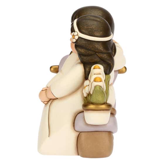 Ceramic newlyweds on motorbikes with flowers, maxi