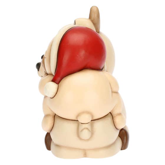 Ceramic Teddy riding Robin Reindeer, medium