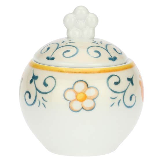 Eolia porcelain sugar bowl with tea spoon