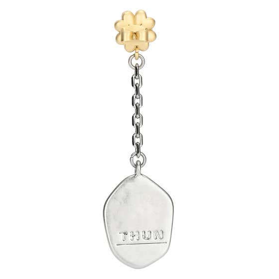 Dangle earrings with four-leaf clover and stone