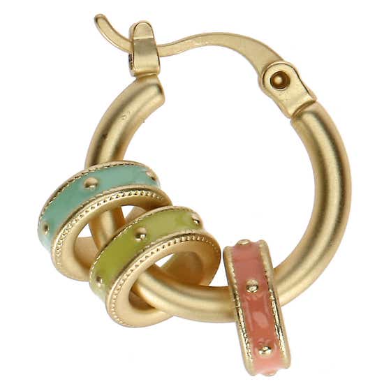 Round earrings with enamelled rings