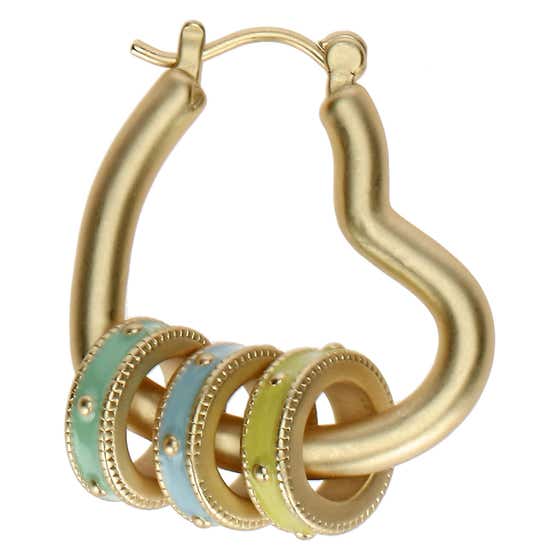 Heart earrings with enamelled rings