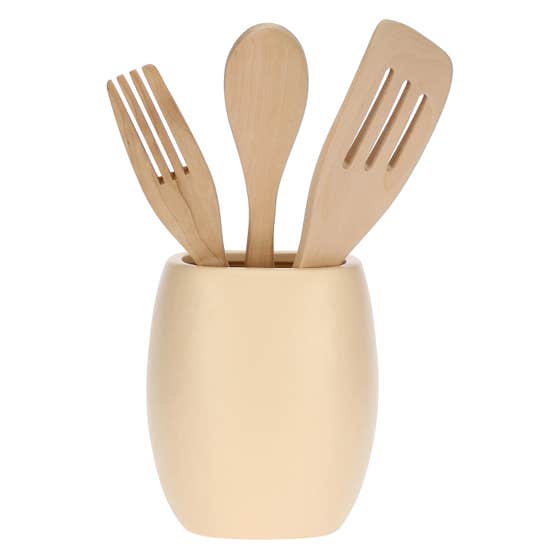 Happy Country ceramic spoon holder with wooden spoons