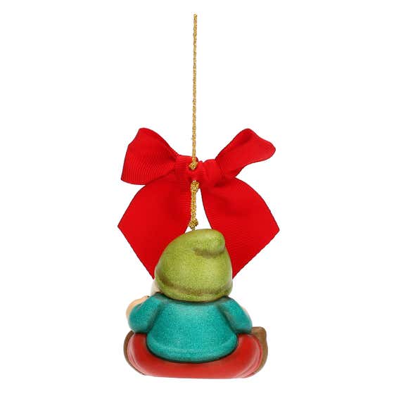 Ceramic Oliver Gnome with rainbow Christmas tree decoration, maxi