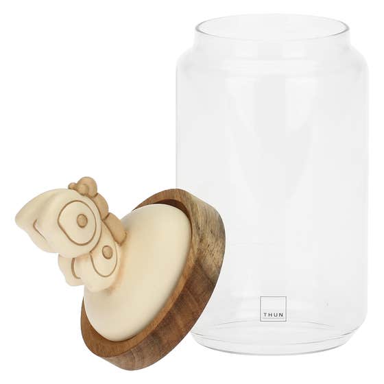 Elegance gla&szlig; jar with wooden lid, large