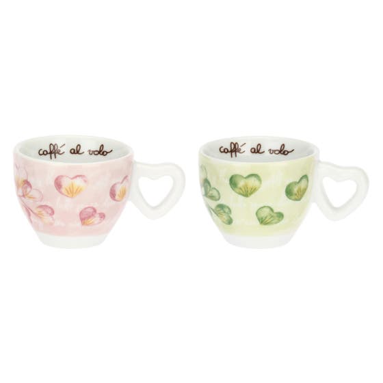Set of 2 espre&szlig;o cups Hearts in bloom with sugar bowl