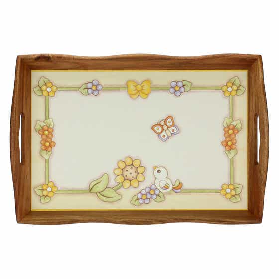 Country acacia wood tray