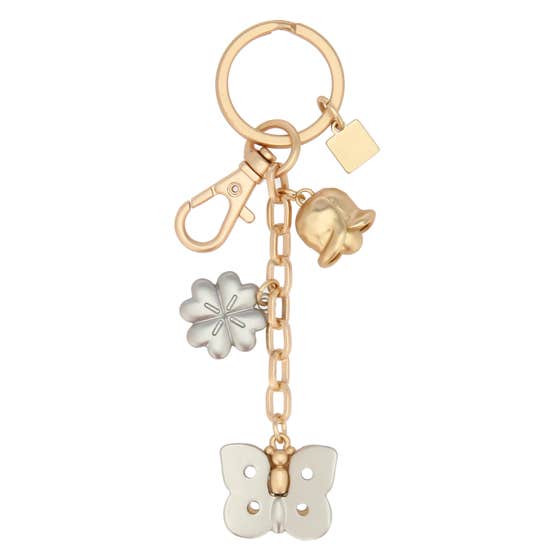 Metal key ring with 3 icon charms