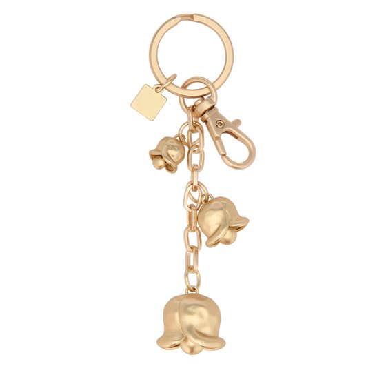 Metal key ring with 3 tulip charms