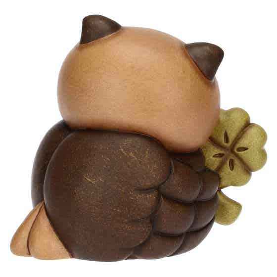 Small ceramic Lucky Owl with Four-Leaf Clover