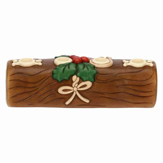 Christmas ceramic log candle holder