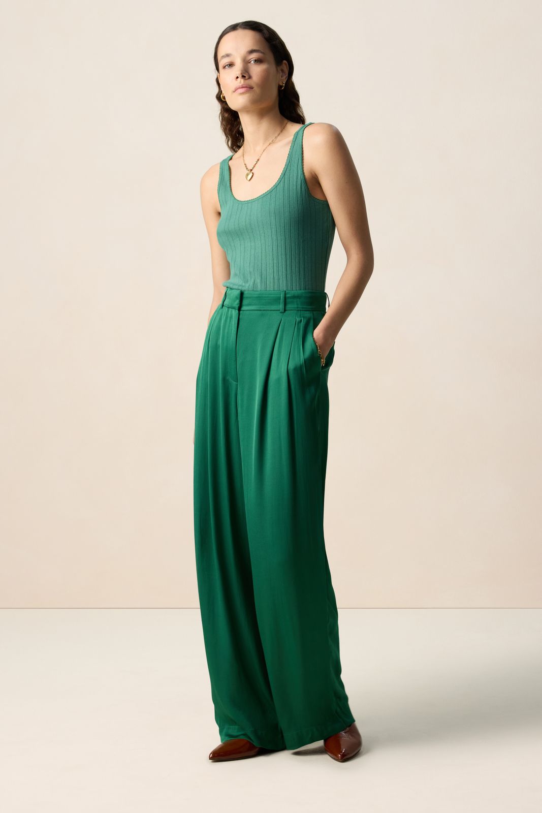 Groen rib singlet