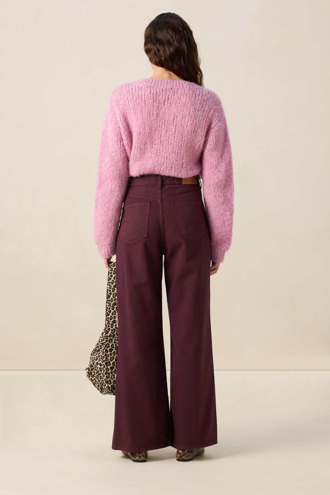 Donkerrode high waist wide leg jeans