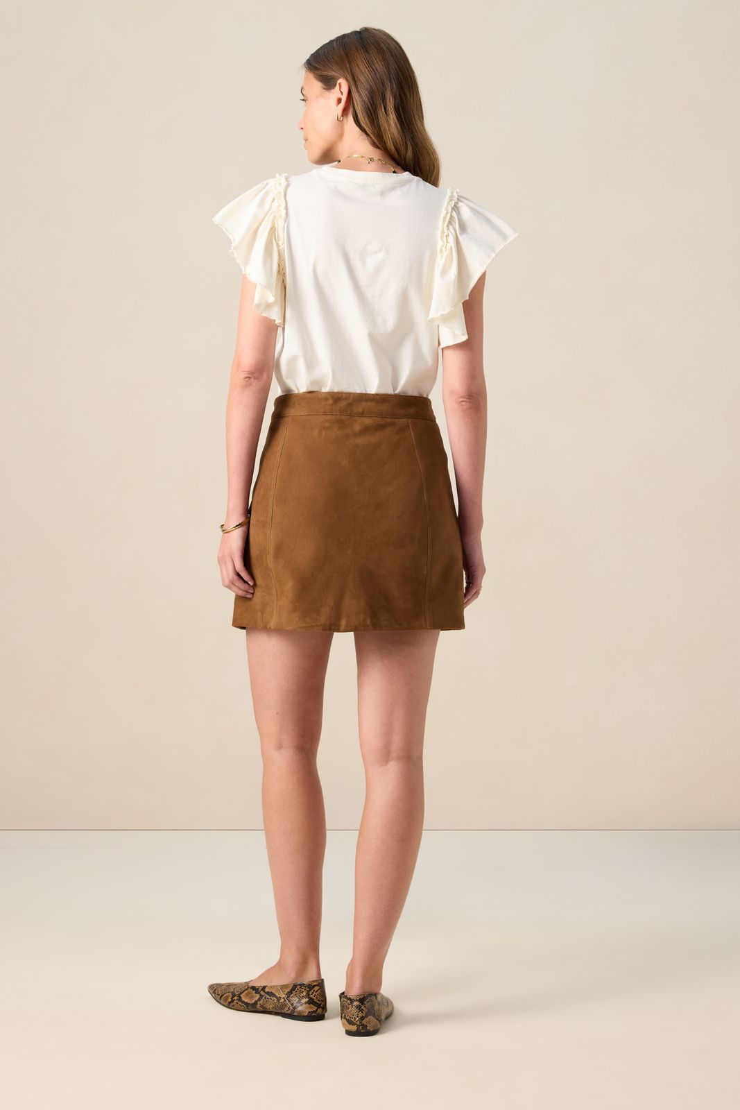 Wit T-shirt met ruffles