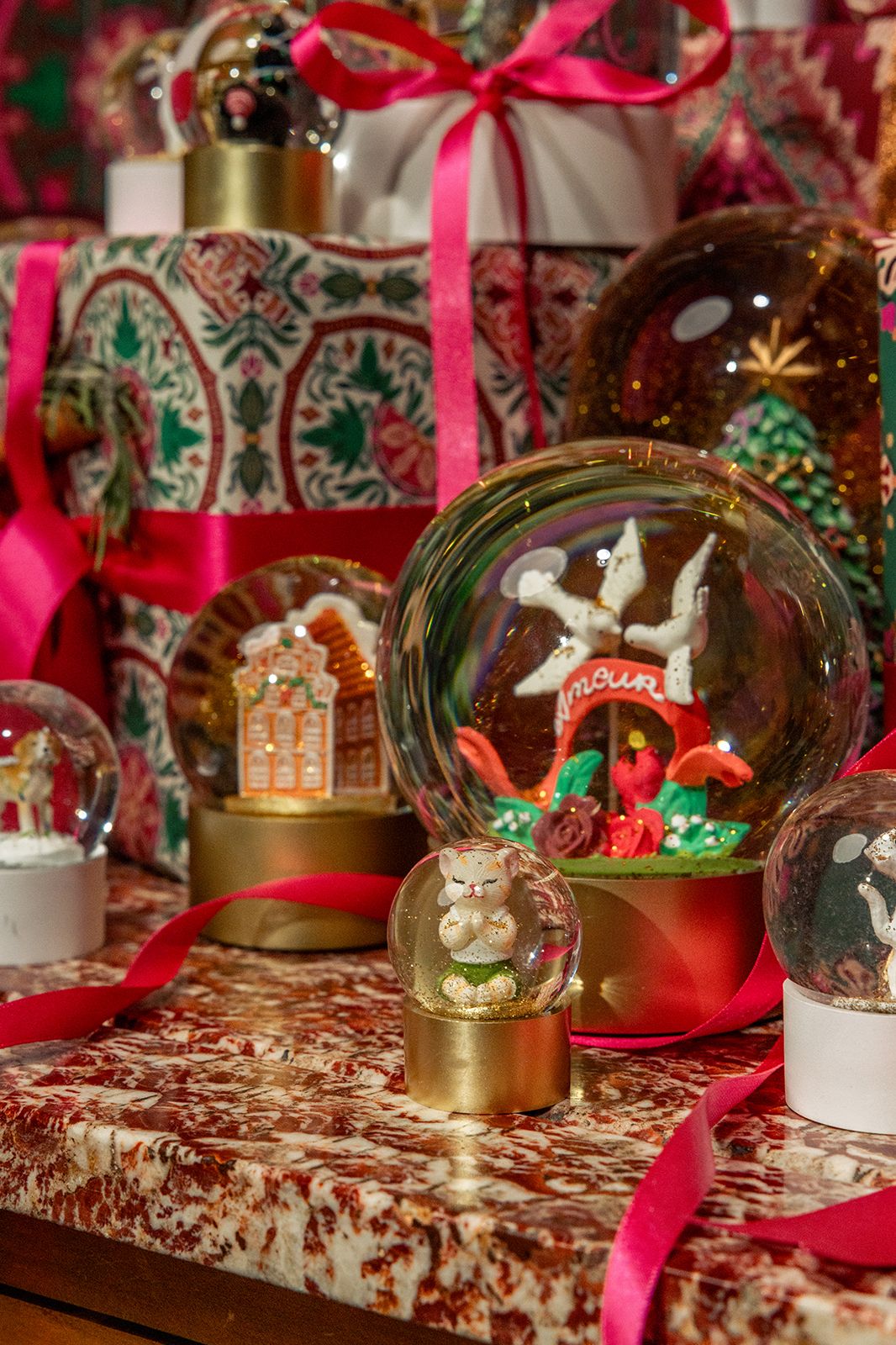 Sneeuwbol met relaxte kat