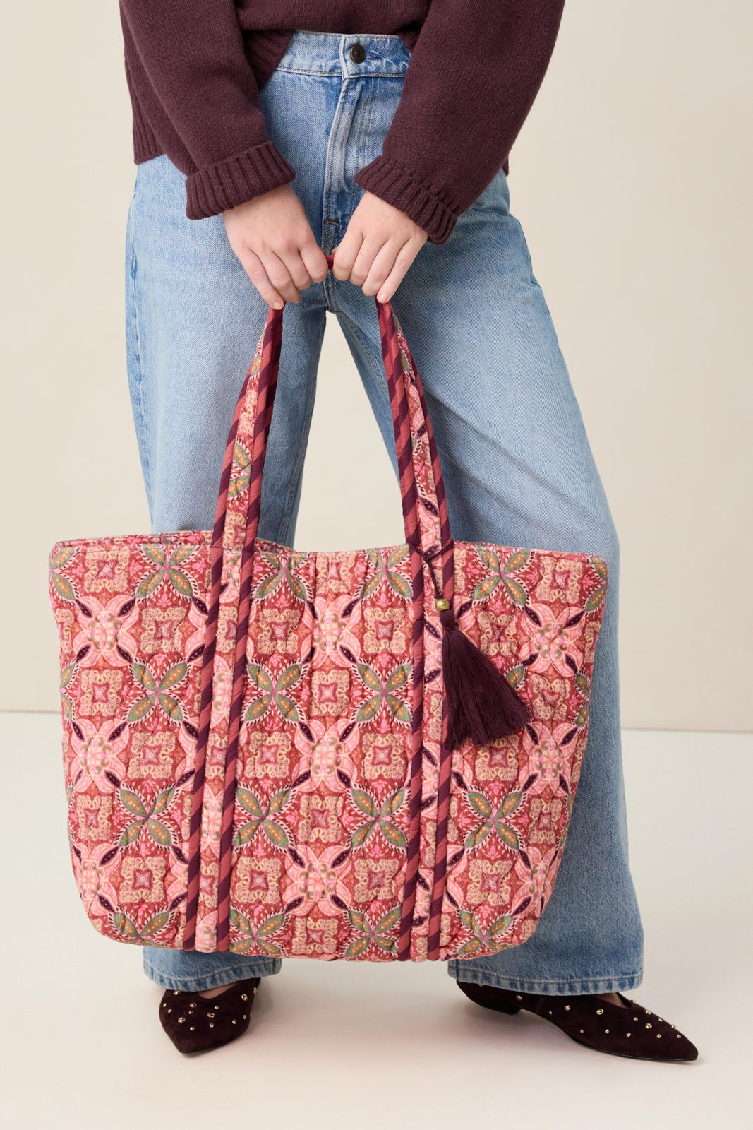 Rode shopper met print