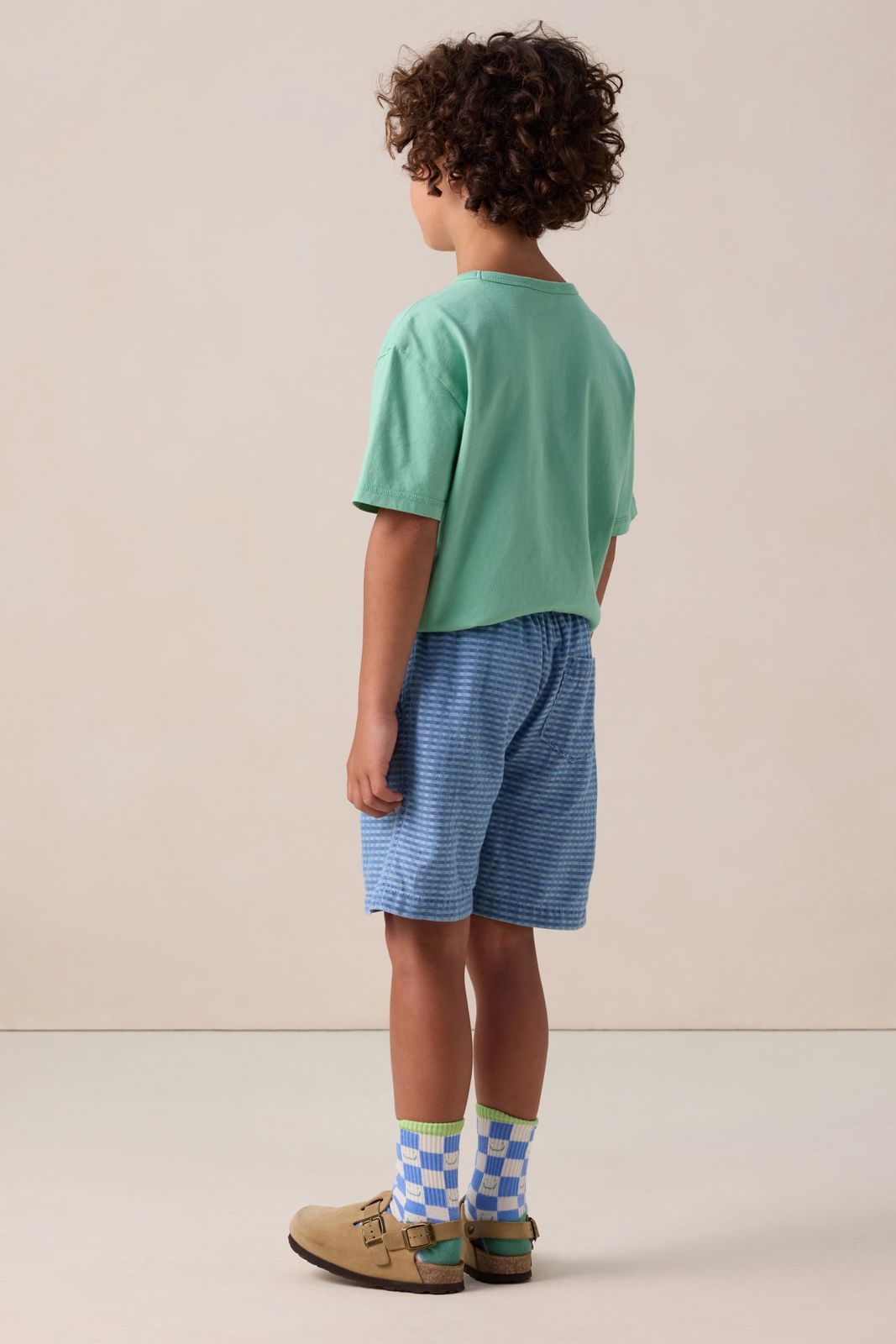 Blauw denim geruite shorts