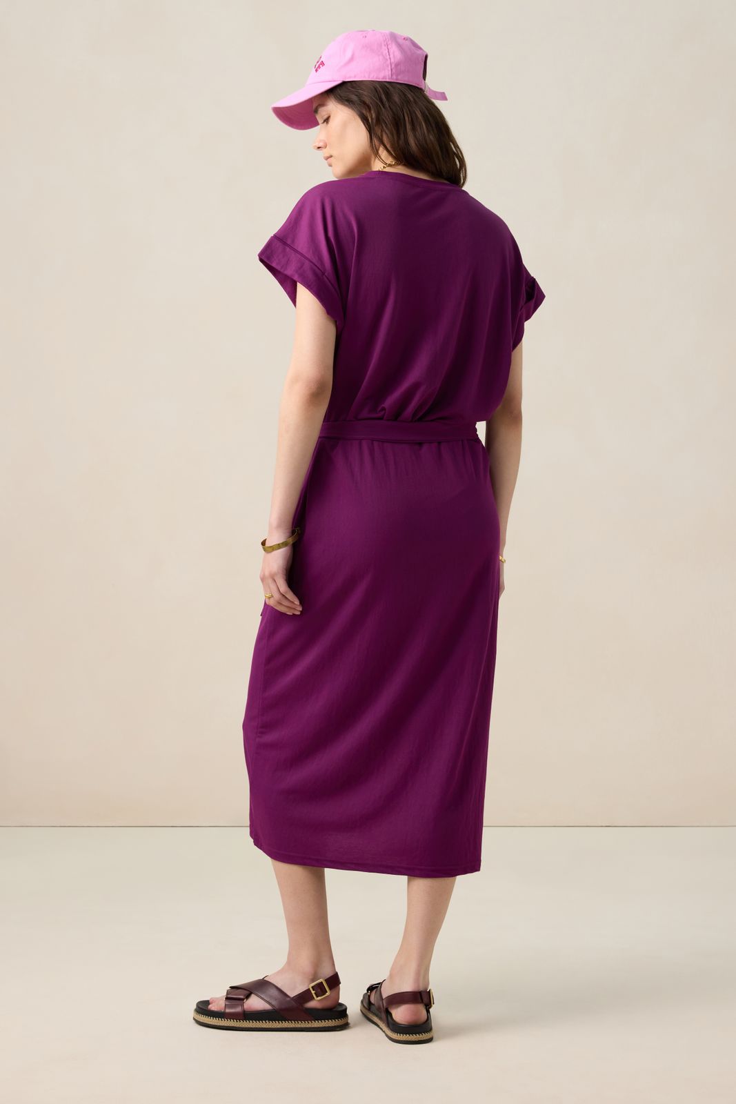 Donkerpaarse jersey wikkeljurk