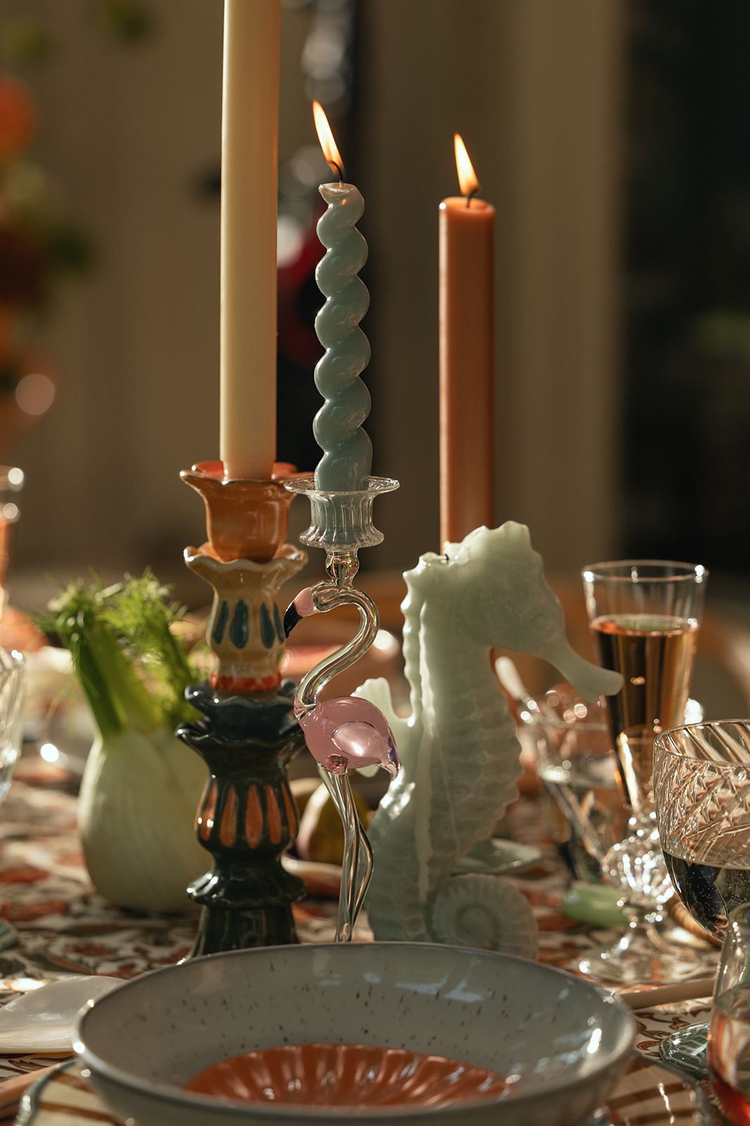 Groene ruffle kandelaar