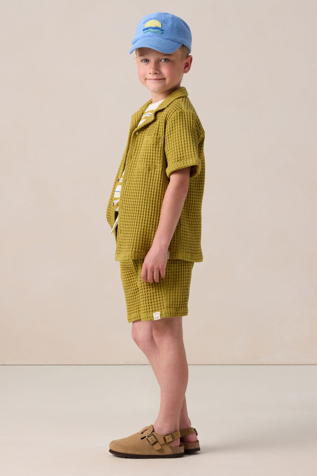 lichtgroene wafelstof shorts