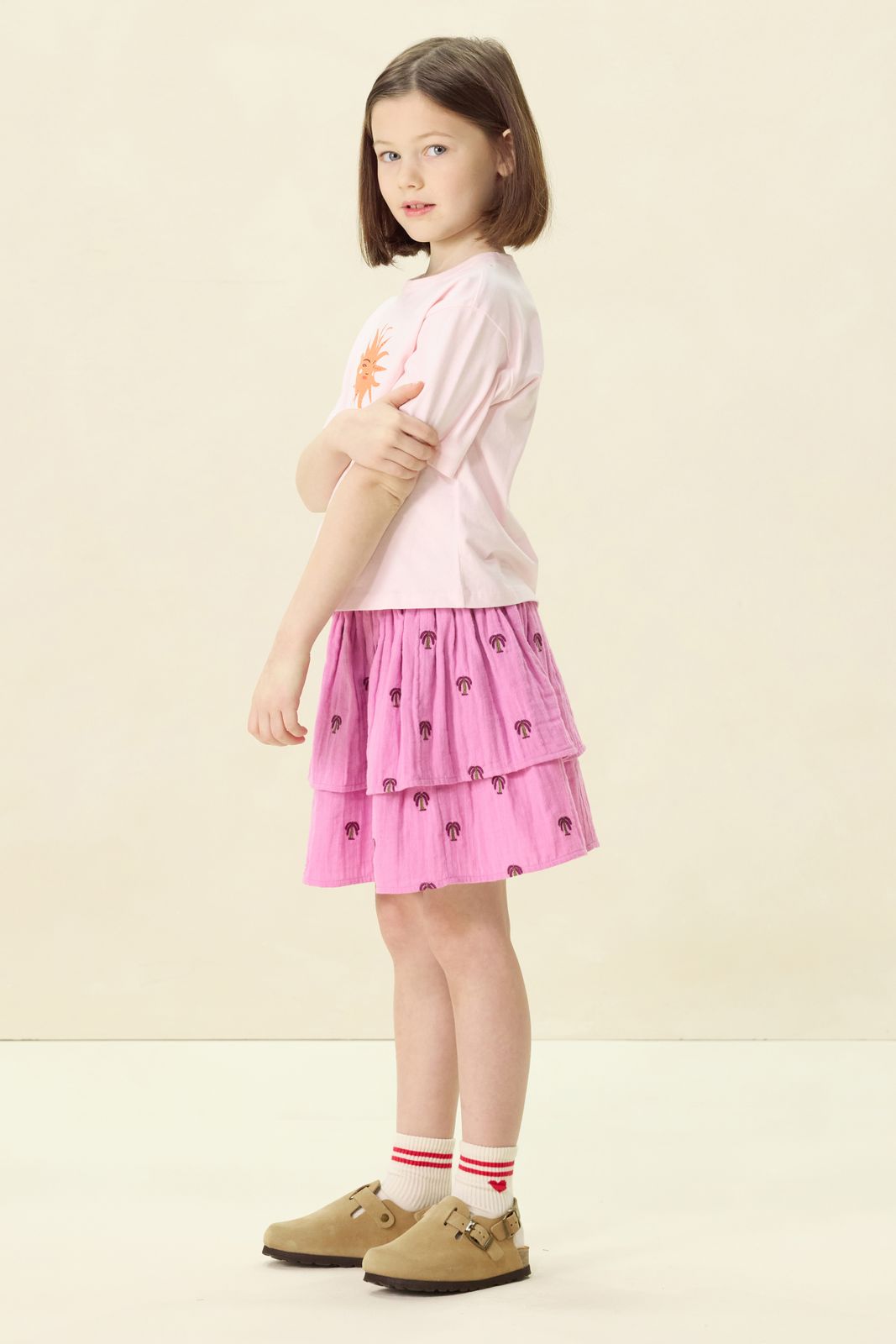 Lichtroze oversized T-shirt met artwork