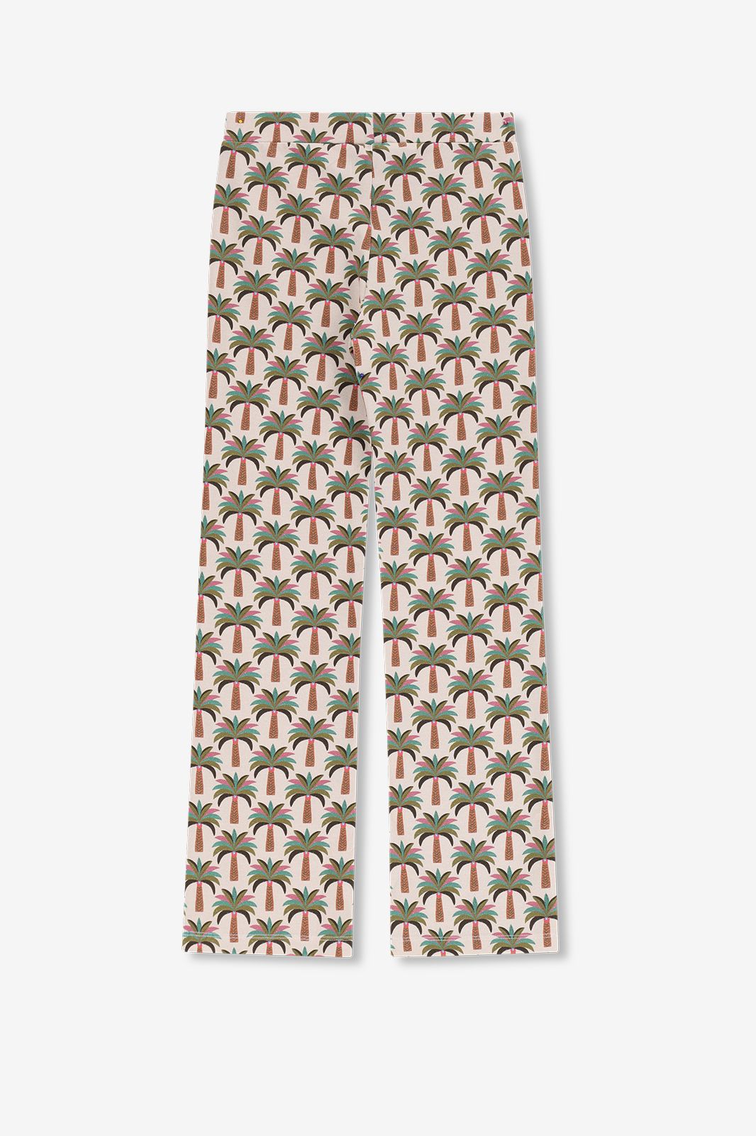 Witte flared legging met palmboom print