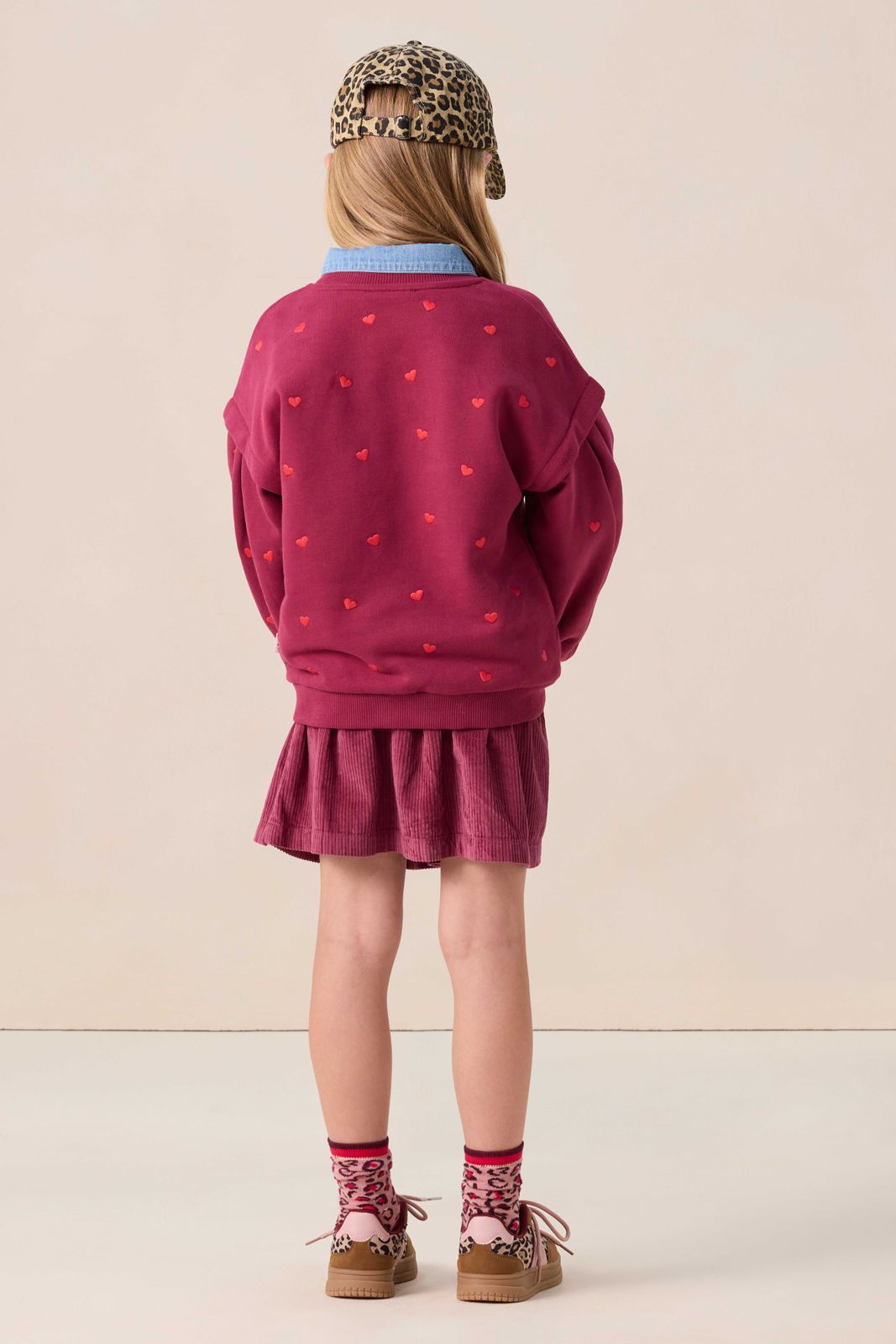 Donkerrode corduroy rok