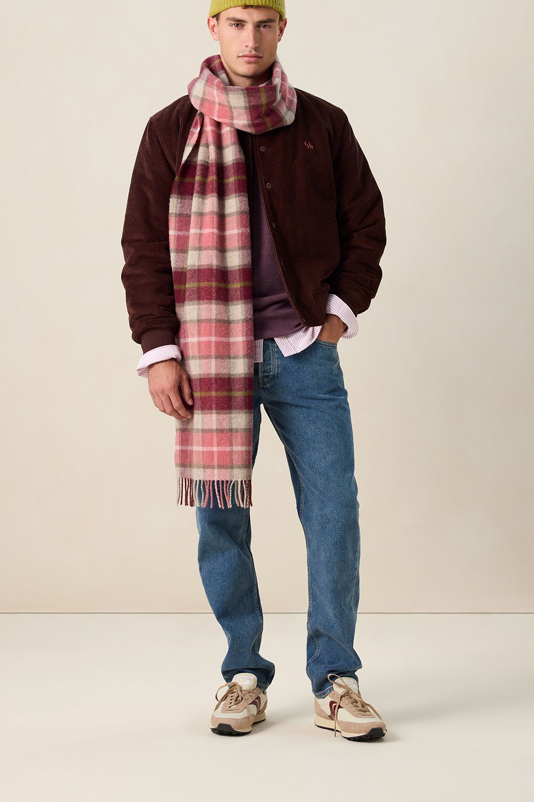 Donkerpaarse corduroy bomber jas