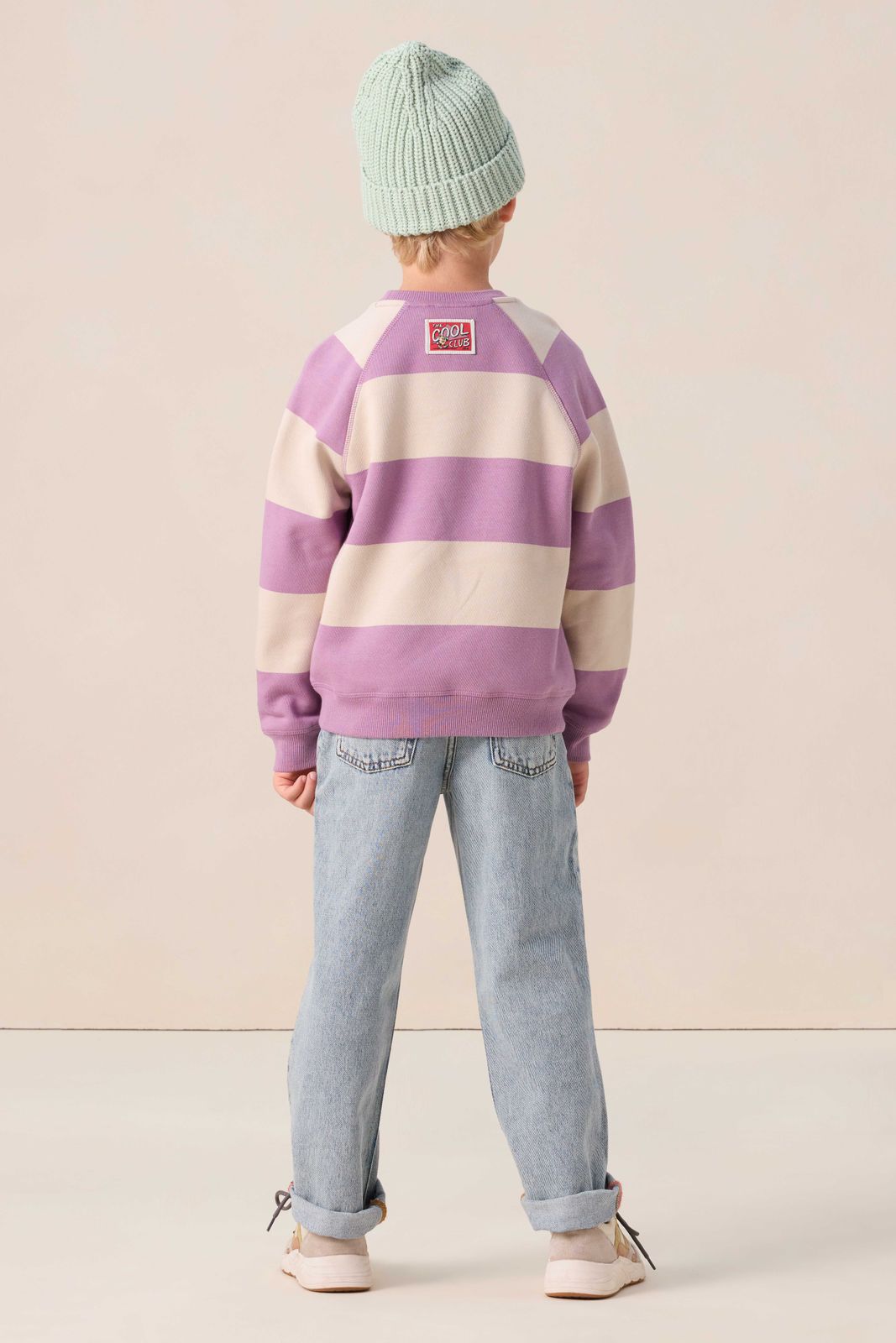 Lichtpaarse gestreepte sweater