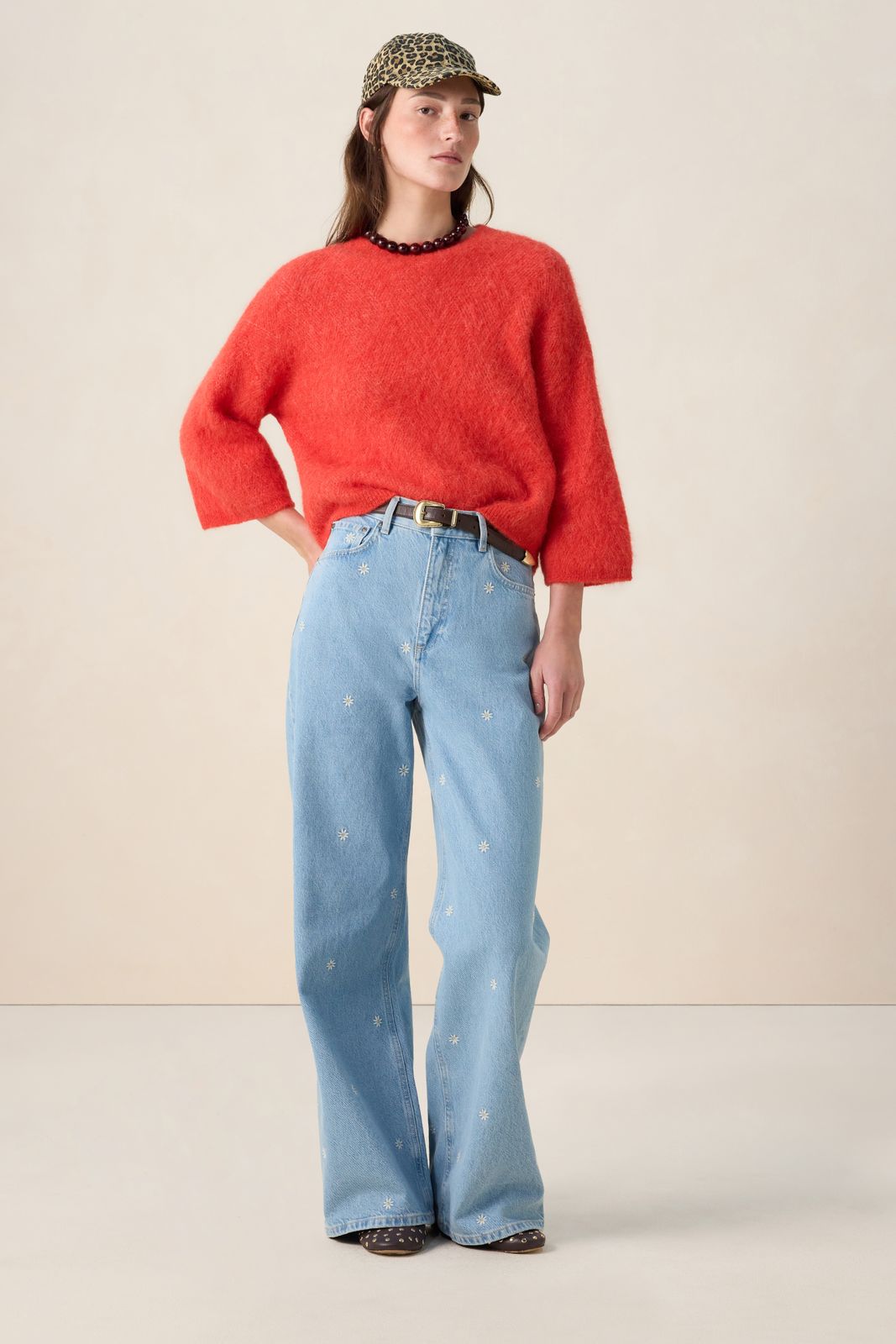 Rode trui met ruit patroon